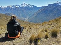 Put a person in the foreground to create a more dynamic and personal look at the mountains.